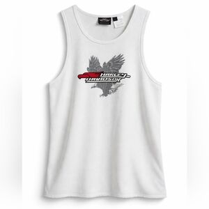 Harley Davidson Men White Graphic Tank Top Eagle Cotton Size L
